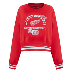 Detroit Red Wings Pro Standard Women's Area Code Cropped Pullover Sweatshirt - Red - NHL