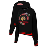 Chicago Blackhawks Pro Standard Women's Area Code Cropped Pullover Sweatshirt - Black - NHL