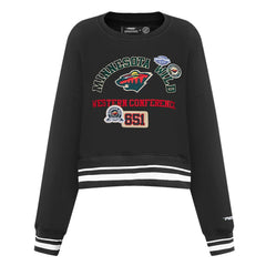Minnesota Wild Pro Standard Women's Area Code Cropped Pullover Sweatshirt - Black - NHL