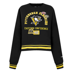 Pittsburgh Penguins Pro Standard Women's Area Code Cropped Pullover Sweatshirt - Black - NHL