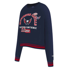 Washington Capitals Pro Standard Women's Area Code Cropped Pullover Sweatshirt - Navy - NHL