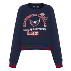 Washington Capitals Pro Standard Women's Area Code Cropped Pullover Sweatshirt - Navy - NHL