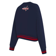 Washington Capitals Pro Standard Women's Area Code Cropped Pullover Sweatshirt - Navy - NHL