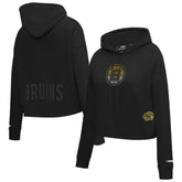 Boston Bruins Pro Standard Women's Jewels Cropped Pullover Hoodie - Black - NHL