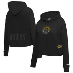 Boston Bruins Pro Standard Women's Jewels Cropped Pullover Hoodie - Black - NHL