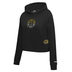 Boston Bruins Pro Standard Women's Jewels Cropped Pullover Hoodie - Black - NHL