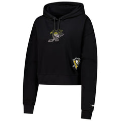Pittsburgh Penguins Pro Standard Women's Jewels Cropped Pullover Hoodie - Black - NHL