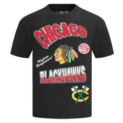 Chicago Blackhawks Pro Standard Turn It Up Dropped Shoulder T-Shirt - Black - NHL