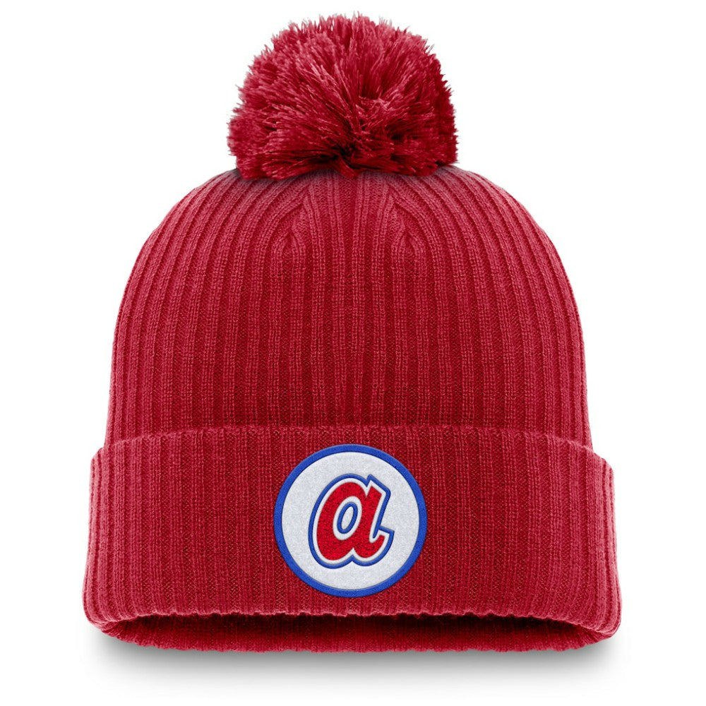 Atlanta Braves Nike Cooperstown Collection Patch Cuffed Knit Hat with Pom - MLB