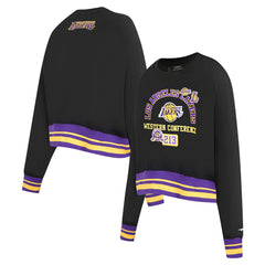 Los Angeles Lakers Pro Standard Women's Area Code Cropped Pullover Sweatshirt Black - NBA