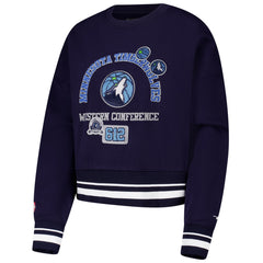 Minnesota Timberwolves Pro Standard Women's Area Code Cropped Pullover Sweatshirt Navy - NBA