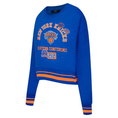 New York Knicks Pro Standard Women's Area Code Cropped Pullover Sweatshirt Blue - NBA