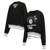 Brooklyn Nets Pro Standard Women's Area Code Cropped Pullover Sweatshirt Black - NBA