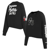 Philadelphia 76ers Pro Standard Women's Paint The City Cropped Pullover Sweatshirt Black - NBA