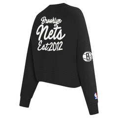 Brooklyn Nets Pro Standard Women's Paint The City Cropped Pullover Sweatshirt Black - NBA
