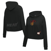 Miami Heat Pro Standard Women's Jewels Cropped Pullover Hoodie Black - NBA