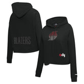 Portland Trail Blazers Pro Standard Women's Jewels Cropped Pullover Hoodie Black - NBA
