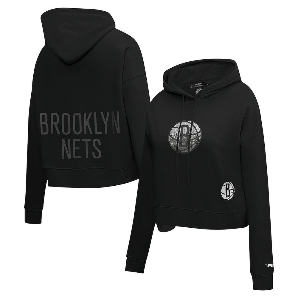 Brooklyn Nets Pro Standard Women's Jewels Cropped Pullover Hoodie Black - NBA