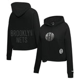 Brooklyn Nets Pro Standard Women's Jewels Cropped Pullover Hoodie Black - NBA