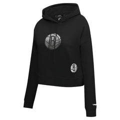 Brooklyn Nets Pro Standard Women's Jewels Cropped Pullover Hoodie Black - NBA
