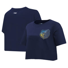Memphis Grizzlies Pro Standard Women's Jewels Boxy Cropped T-Shirt Navy - NBA