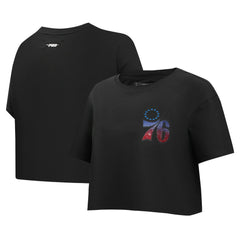 Philadelphia 76ers Pro Standard Women's Jewels Boxy Cropped T-Shirt Black - NBA