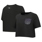 Sacramento Kings Pro Standard Women's Jewels Boxy Cropped T-Shirt Black - NBA
