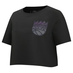Sacramento Kings Pro Standard Women's Jewels Boxy Cropped T-Shirt Black - NBA