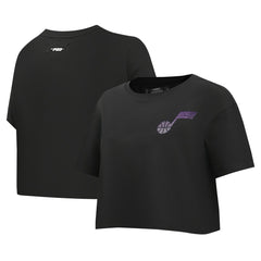 Utah Jazz Pro Standard Women's Jewels Boxy Cropped T-Shirt Black - NBA