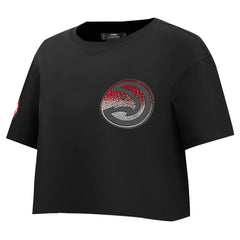 Atlanta Hawks Pro Standard Women's Jewels Boxy Cropped T-Shirt Black - NBA