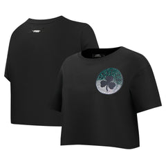 Boston Celtics Pro Standard Women's Jewels Boxy Cropped T-Shirt Black - NBA