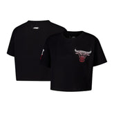 Chicago Bulls Pro Standard Women's Jewels Boxy Cropped T-Shirt Black - NBA
