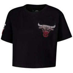 Chicago Bulls Pro Standard Women's Jewels Boxy Cropped T-Shirt Black - NBA