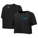 Charlotte Hornets Pro Standard Women's Jewels Boxy Cropped T-Shirt Black - NBA