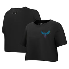 Charlotte Hornets Pro Standard Women's Jewels Boxy Cropped T-Shirt Black - NBA