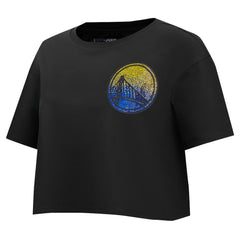 Golden State Warriors Pro Standard Women's Jewels Boxy Cropped T-Shirt Black - NBA