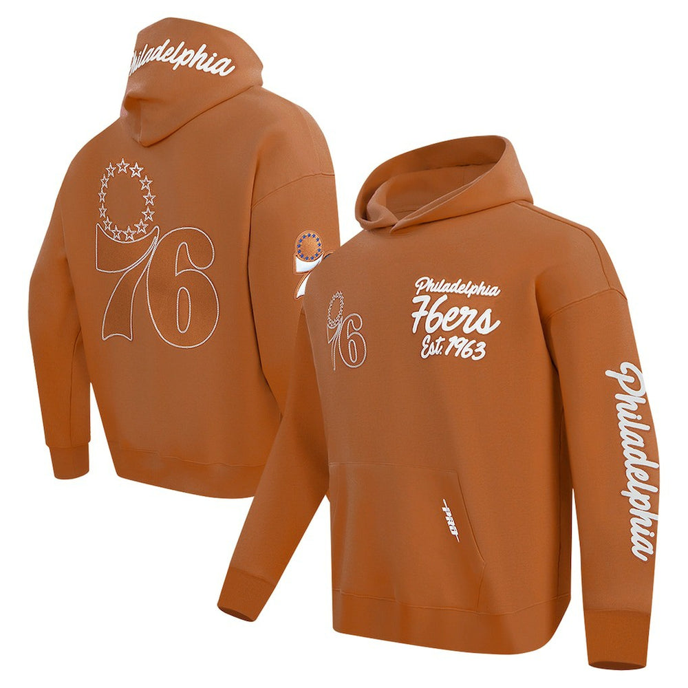 Philadelphia 76ers Pro Standard Paint the City Drop Shoulder Pullover Hoodie Brown - NBA