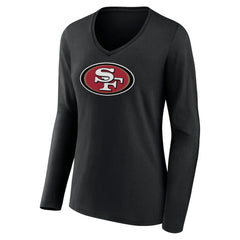 San Francisco 49ers Women's Primary Logo Long Sleeve V-Neck T-Shirt Black | NFL