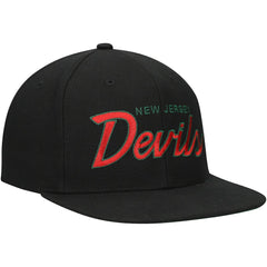 New Jersey Devils Mitchell & Ness Core Team Script 2.0 Snapback Hat - Black - NHL