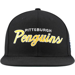 Pittsburgh Penguins Mitchell & Ness Core Team Script 2.0 Snapback Hat - Black - NHL
