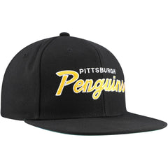 Pittsburgh Penguins Mitchell & Ness Core Team Script 2.0 Snapback Hat - Black - NHL