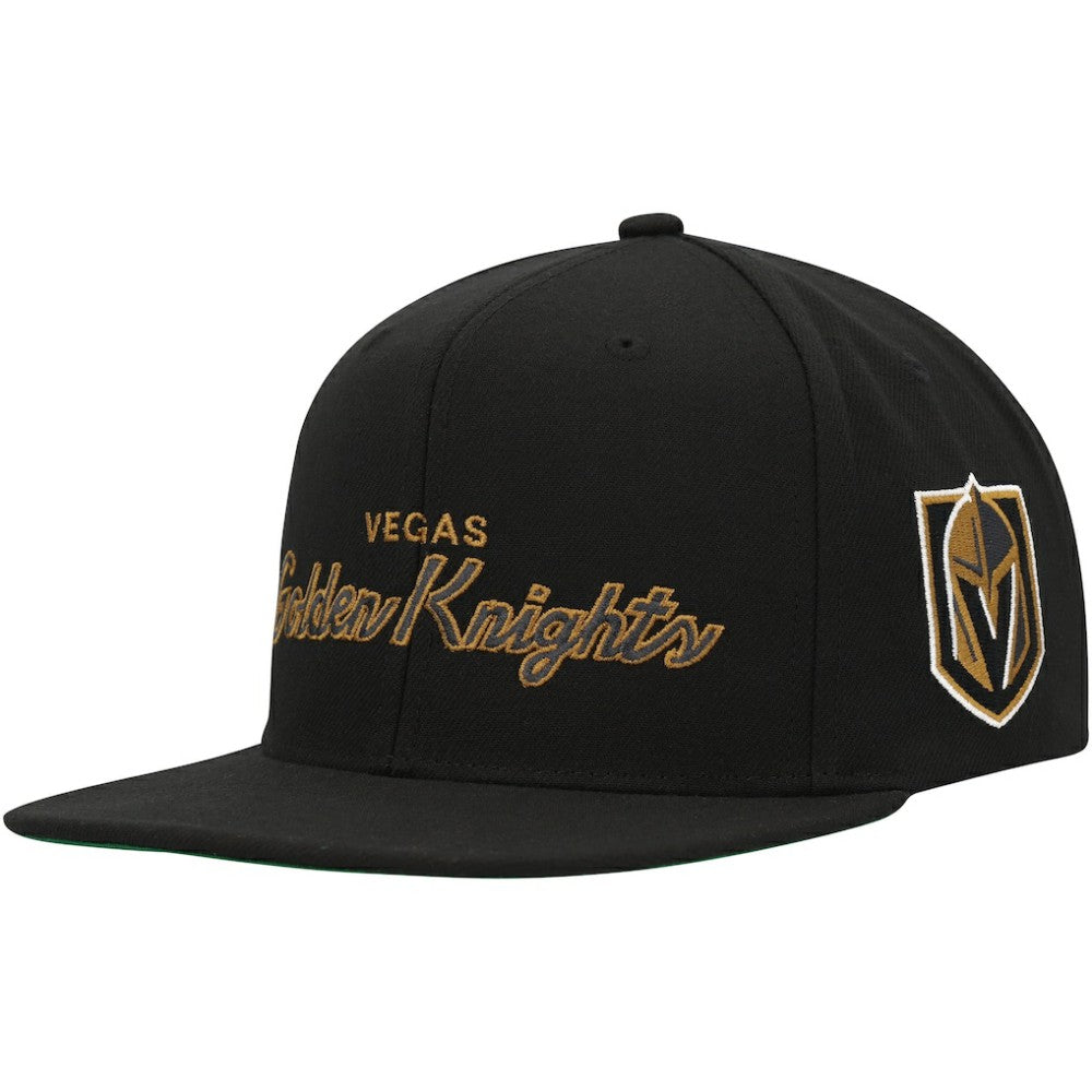 Vegas Golden Knights Mitchell & Ness Core Team Script 2.0 Snapback Hat - Black - NHL