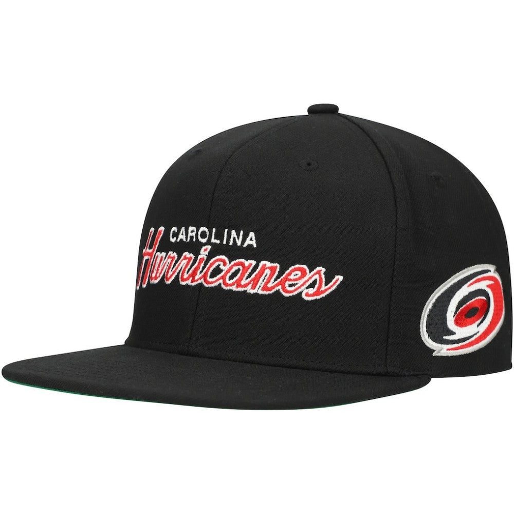 Carolina Hurricanes Mitchell & Ness Core Team Script 2.0 Snapback Hat - Black - NHL