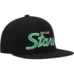 Dallas Stars Mitchell & Ness Core Team Script 2.0 Snapback Hat - Black - NHL