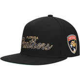 Florida Panthers Mitchell & Ness Core Team Script 2.0 Snapback Hat - Black - NHL