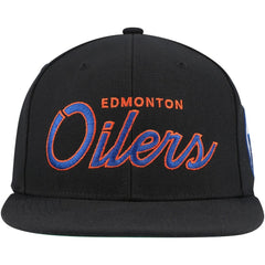 Edmonton Oilers Mitchell & Ness Core Team Script 2.0 Snapback Hat - Black - NHL