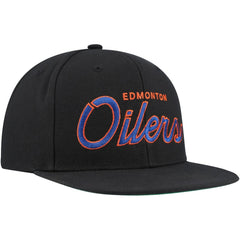 Edmonton Oilers Mitchell & Ness Core Team Script 2.0 Snapback Hat - Black - NHL
