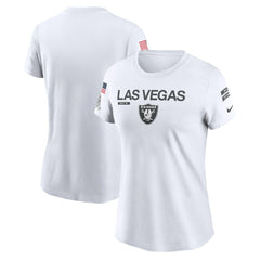 Las Vegas Raiders Women's 2024 Salute To Service Legend Performance T-Shirt White | Nike for Sale