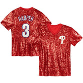 Bryce Harper Philadelphia Phillies Juniors Name & Number Sequin V-Neck Top - MLB