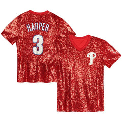 Bryce Harper Philadelphia Phillies Juniors Name & Number Sequin V-Neck Top - MLB